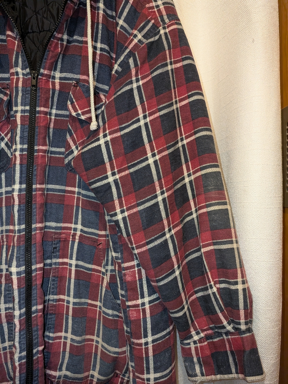 Vintage Merrill & Forbes Outfitters Quilted Lined Plaid Zip Hooded Jacket XL - Picture 9 of 16